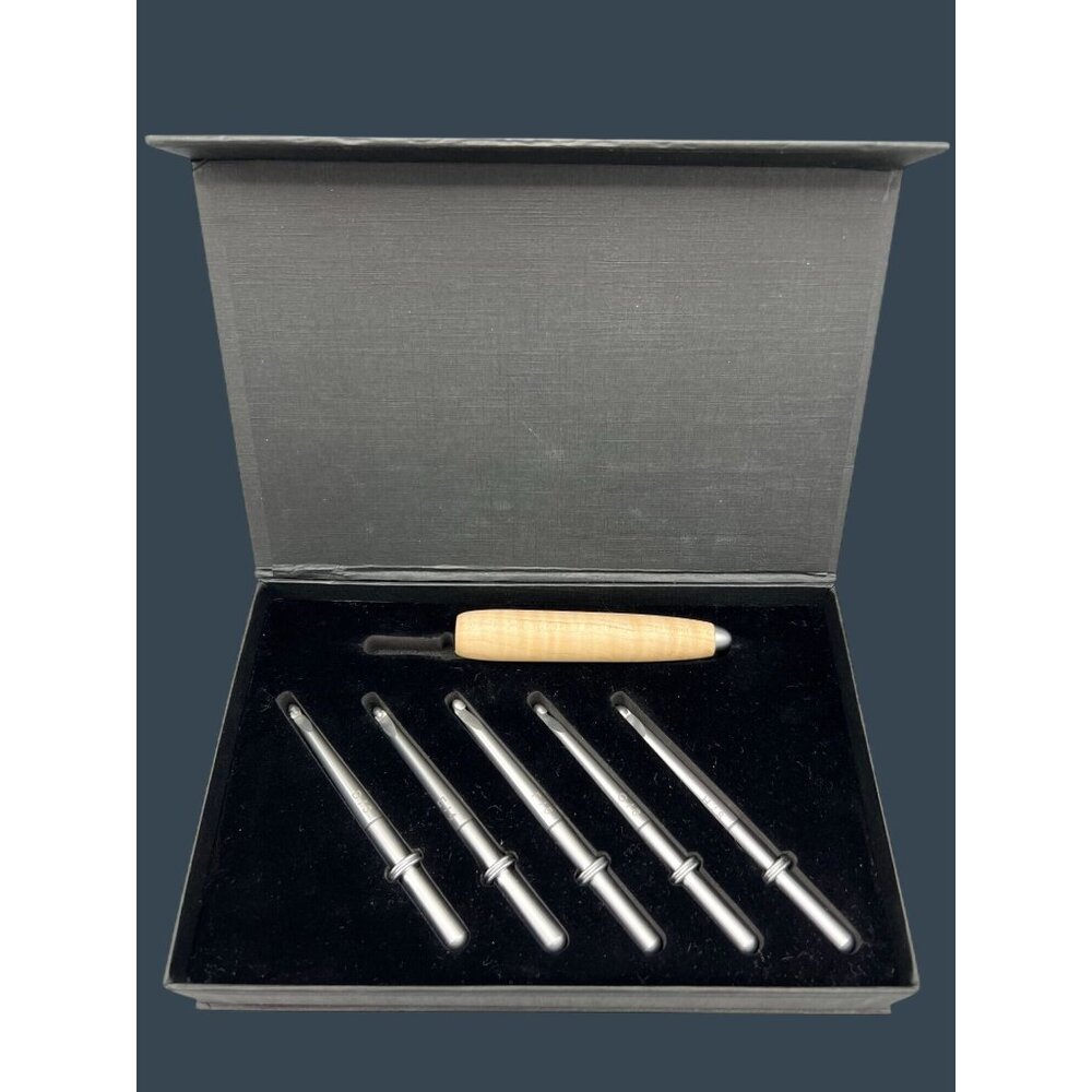 Crochet Hook Set Interchangeable Wood Handle 5 Sizes Kit Sawyer Creek Premium